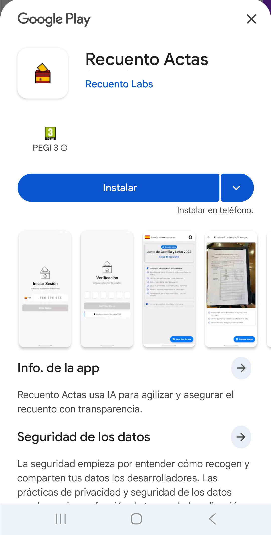 Google Play – Recuento Actas